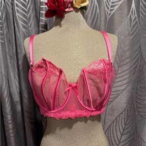 Honey Birdette Vibrant Pink Lace Bra